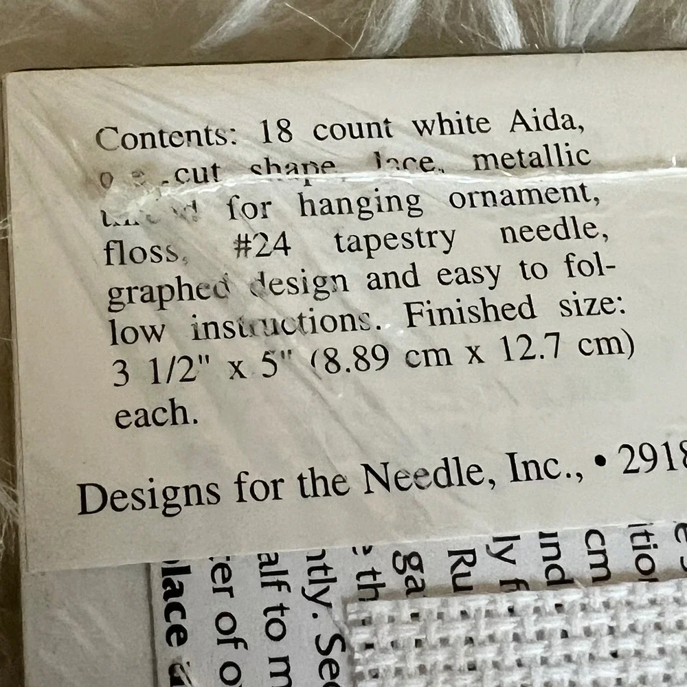 Designs for the Needle Cross Stitch Ornament Kits Cat & Bow Snowman Angel 2pk